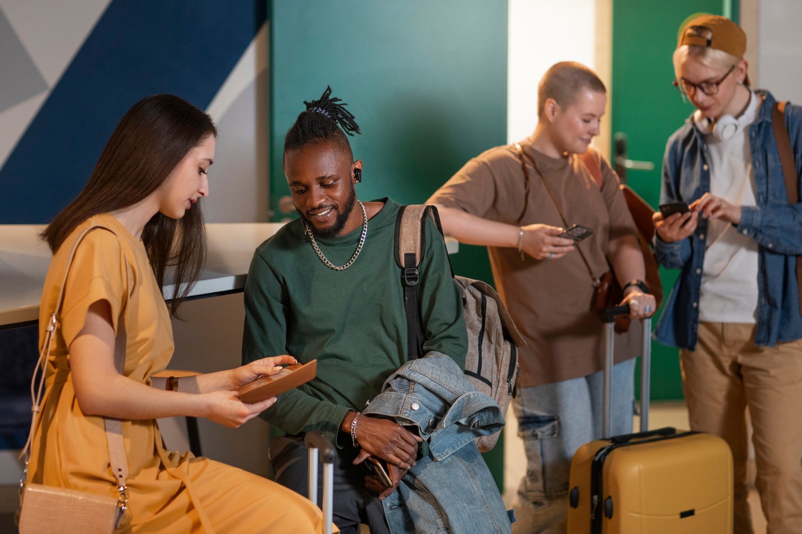 Des jeunes avec leurs bagages pour un départ de voyage humanitaire