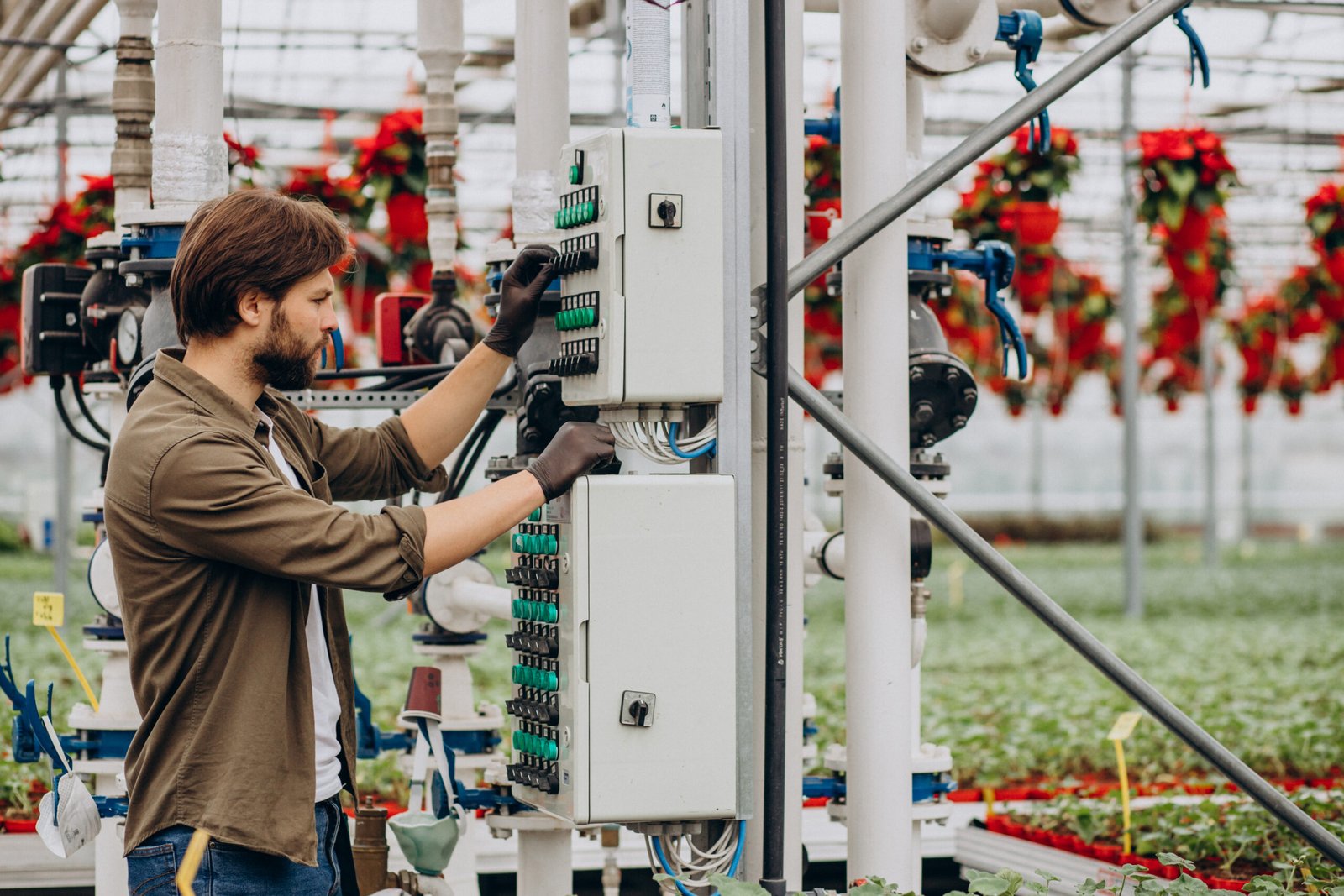 un homme qui répare des installations électriques